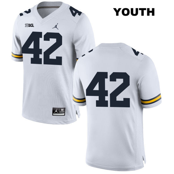 Youth NCAA Michigan Wolverines Ben Mason #42 No Name White Jordan Brand Authentic Stitched Football College Jersey RQ25O46UC
